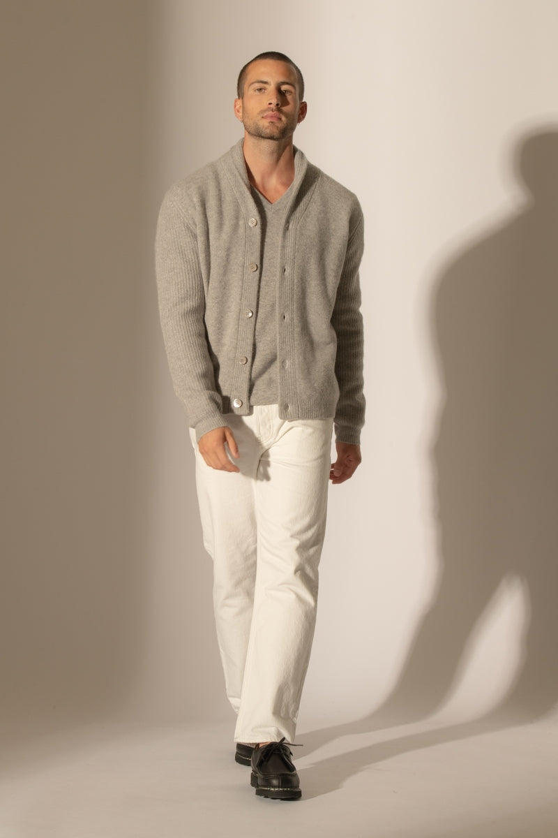 Chaqueta Cuello Chal Abotonada 4 Hilos - Gilmour - Cloud Heather