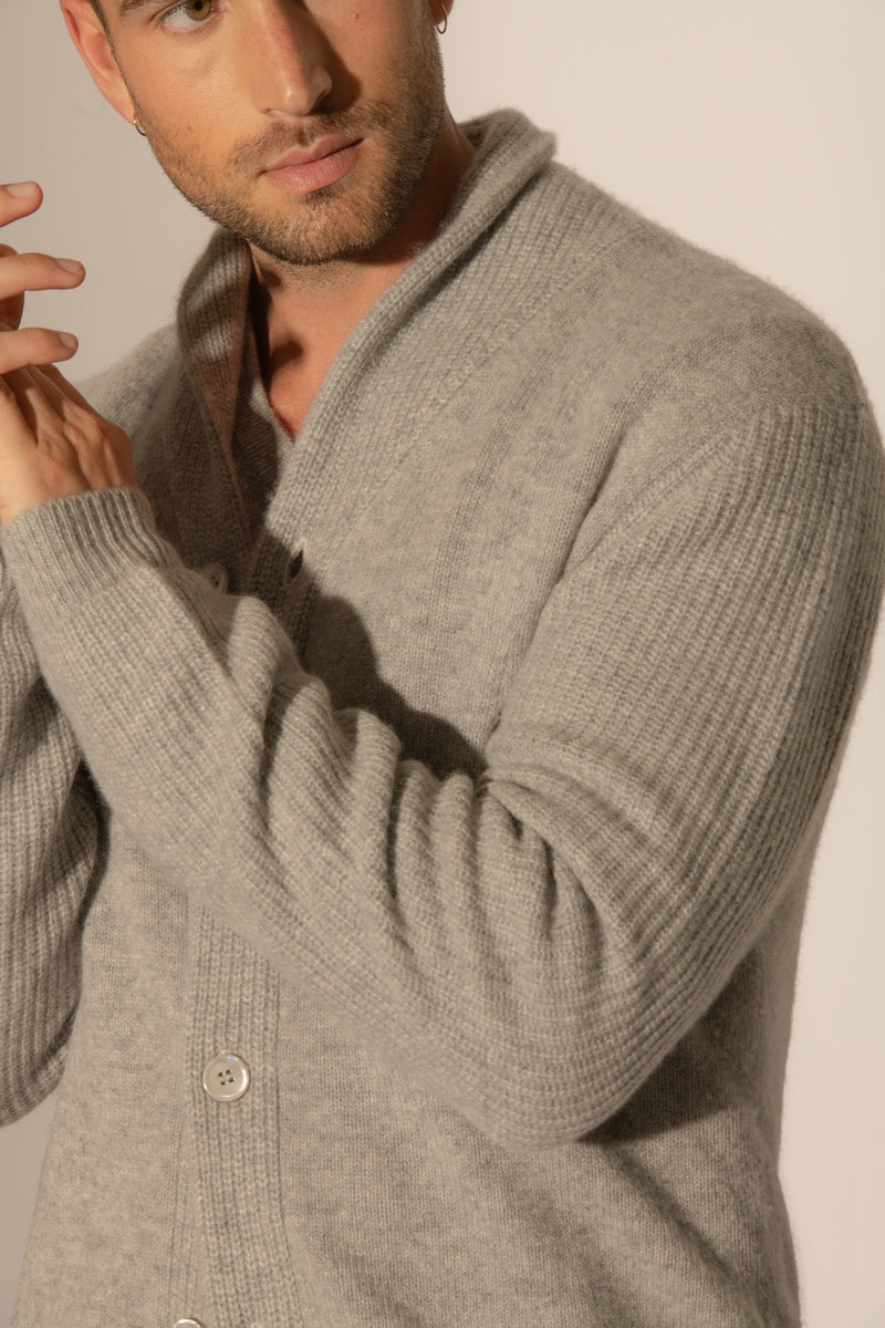 Chaqueta Cuello Chal Abotonada 4 Hilos - Gilmour - Cloud Heather