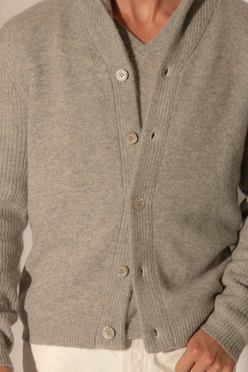Chaqueta Cuello Chal Abotonada 4 Hilos - Gilmour - Cloud Heather