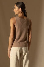 Vanesia Scoop Neck Vest Top - Heather Camel