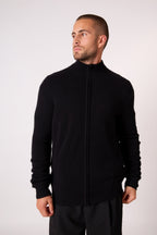 Gilet Zippé Col Camionneur 4 Fils - Leo - Noir