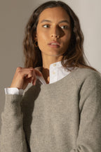 Pull Col Rond 4 Fils - Lila - Nuage Chiné