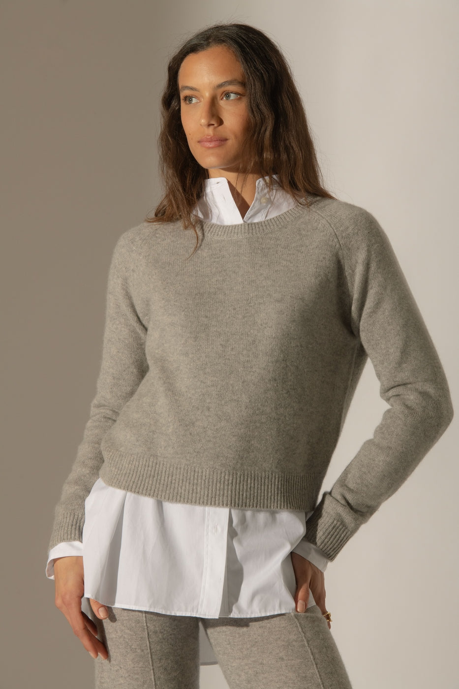 Pull Col Rond 4 Fils - Lila - Nuage Chiné