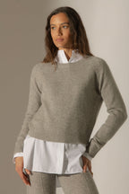 Pull Col Rond 4 Fils - Lila - Nuage Chiné