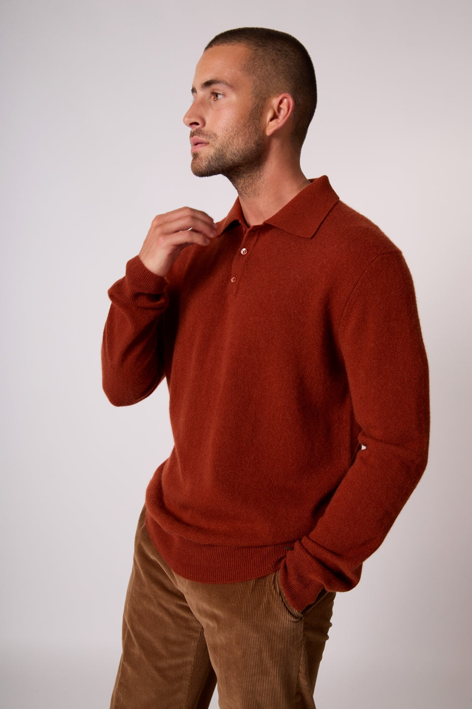 Spencer Long-Sleeved Polo Shirt - Squirrel Brown