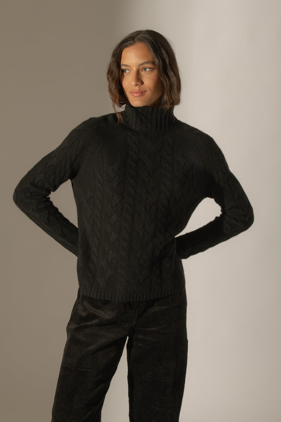 Pull Col Montant 6 Fils - Mairead - Noir