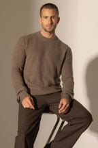 Pull Col Rond 4 Fils - Aidan - Taupe Chiné