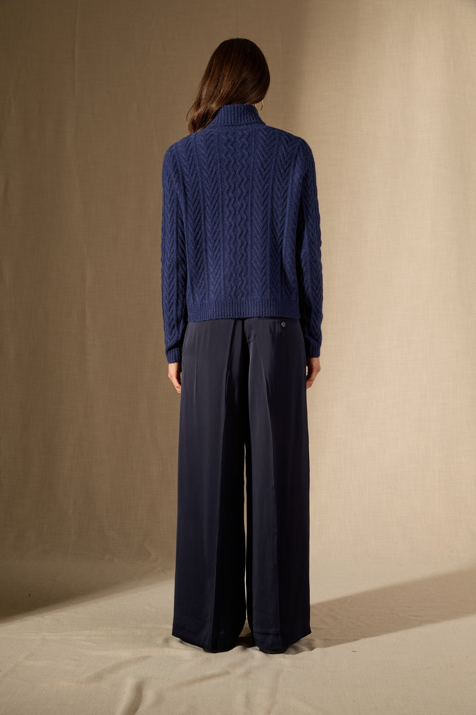 Pull Col Roulé 8 Fils Poso - Bleu Nuit
