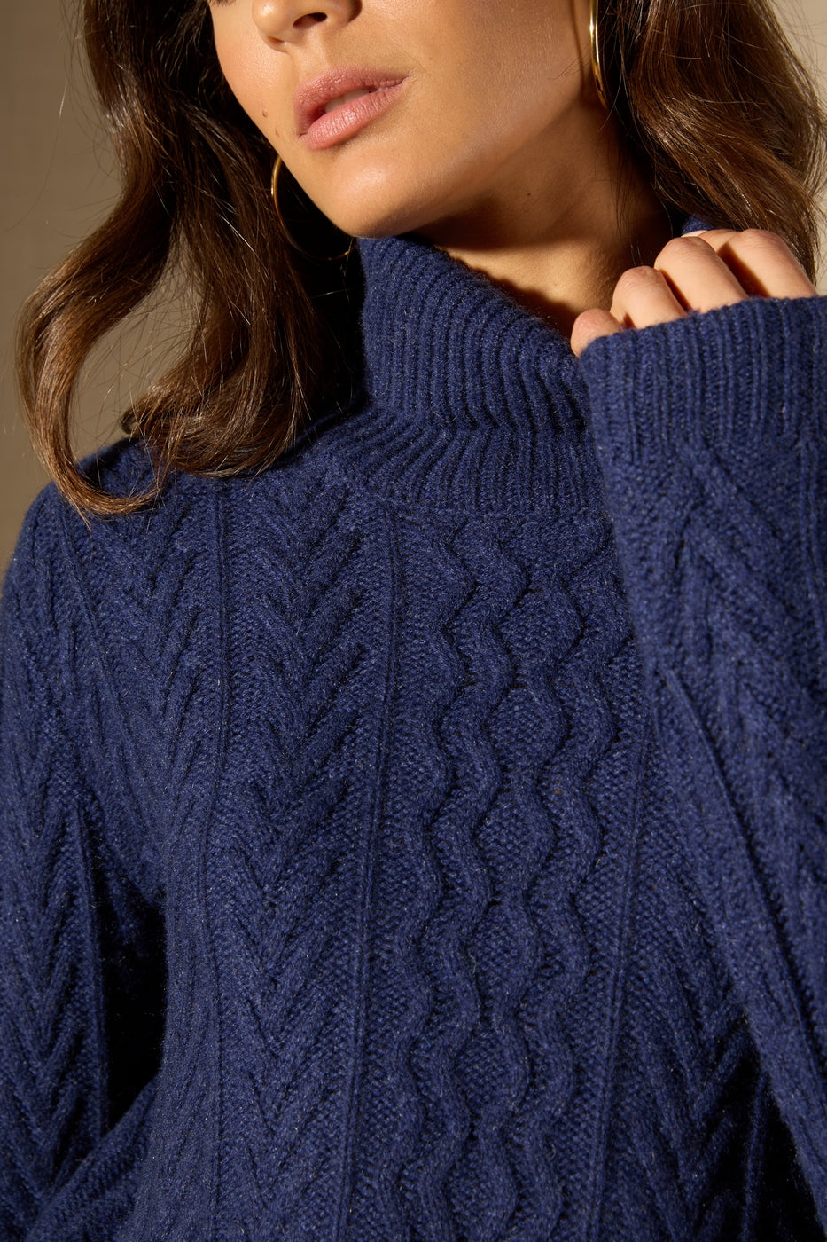 Pull Col Roulé 8 Fils Poso - Bleu Nuit