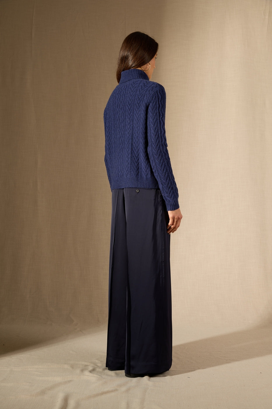 Pull Col Roulé 8 Fils Poso - Bleu Nuit