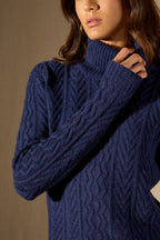 Pull Col Roulé 8 Fils Poso - Bleu Nuit