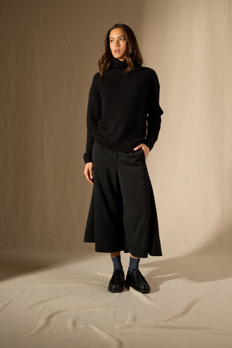 Pull Col Roulé 6 Fils - Maneses - Noir