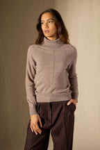 Carrick Roll Neck Jumper - Mottled Caribou