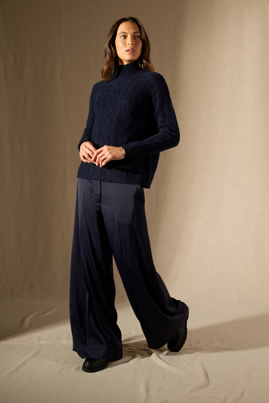 Mairead 6-Ply High Neck Jumper - Navy