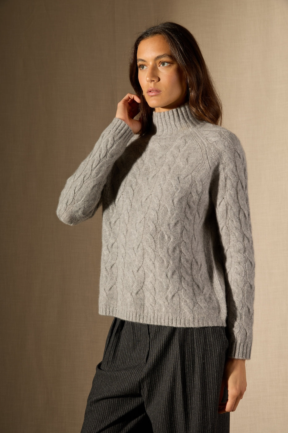 Pull Col Montant 6 Fils Mairead - Nuage Chiné