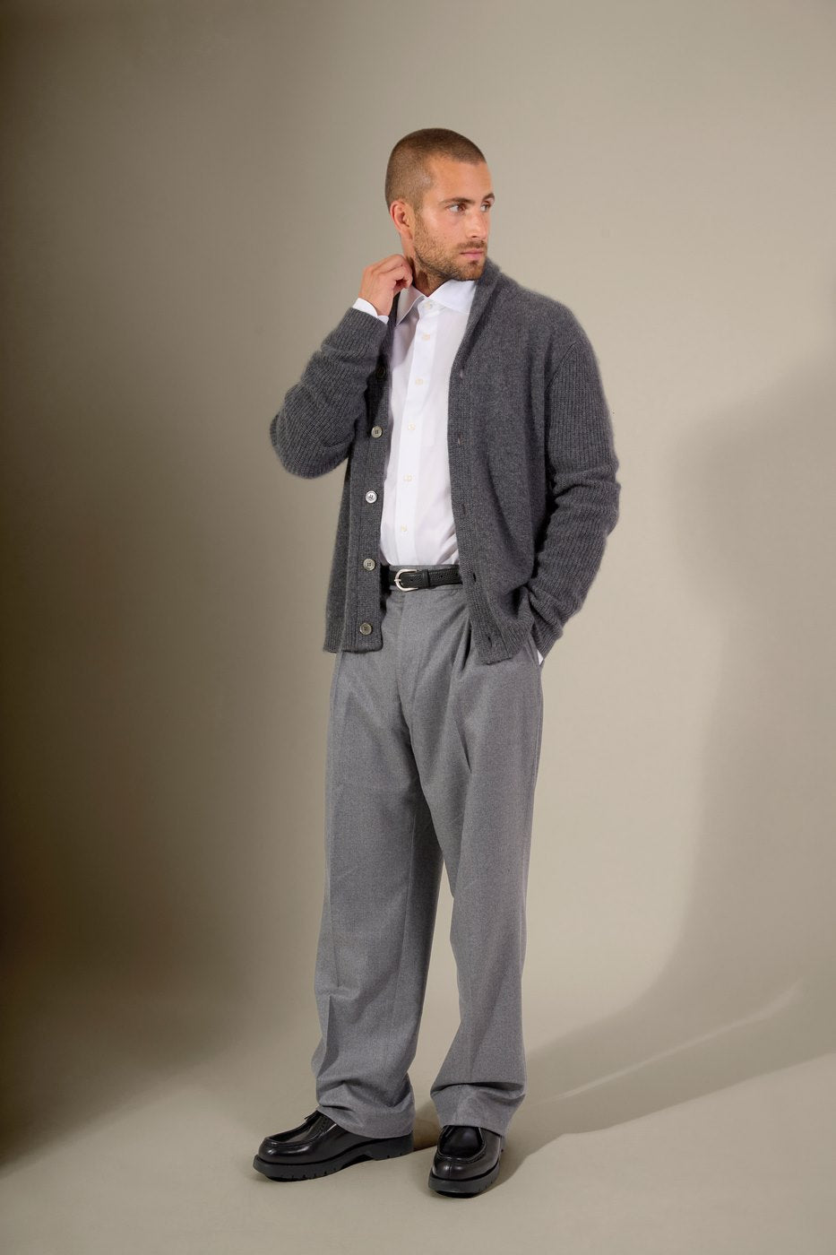 Veste Boutonnée Col Châle 4 Fils - Gilmour - Anthracite Chiné