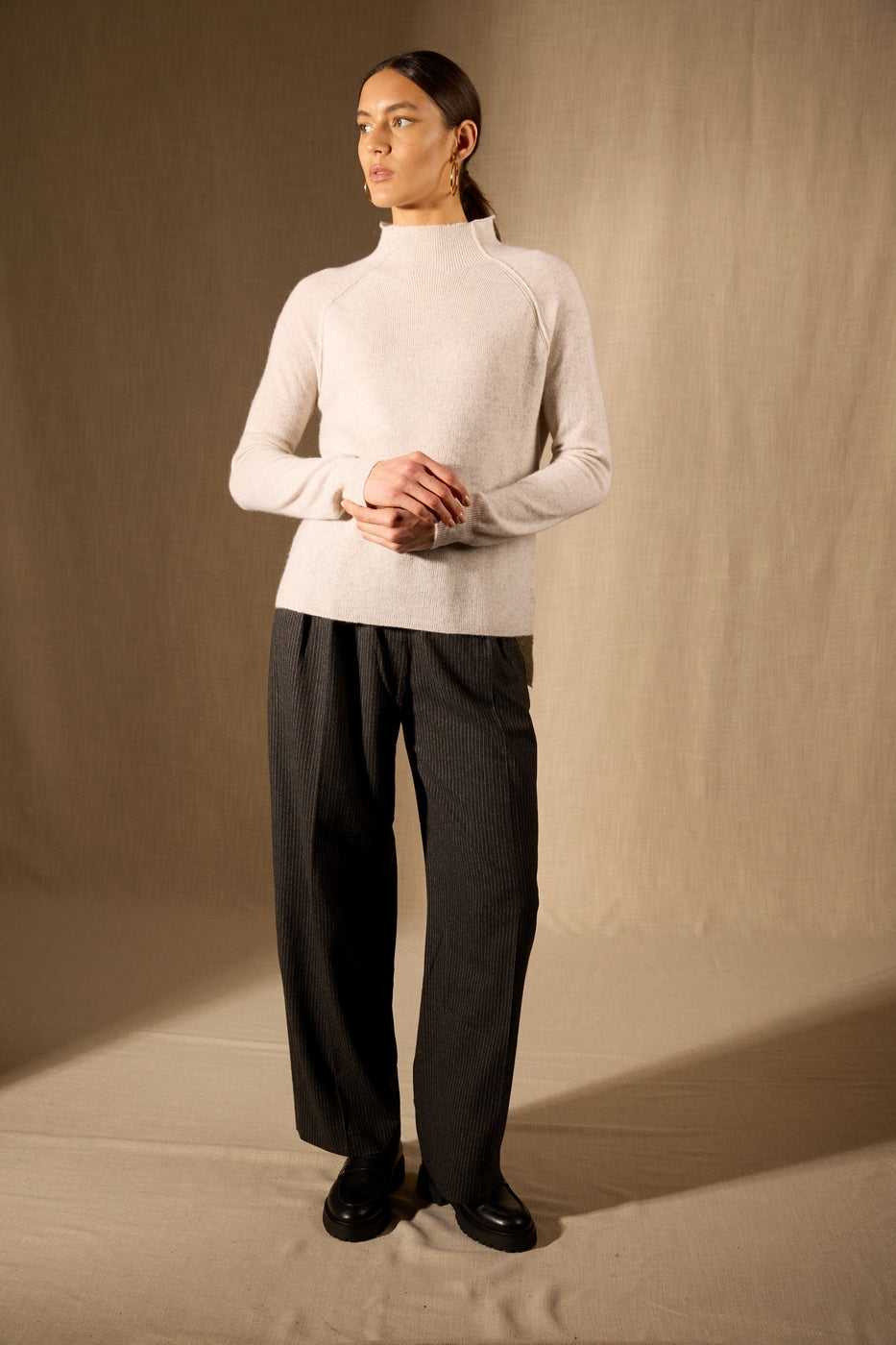 Pull Col Montant - Mollayra - Gris Perle Chiné