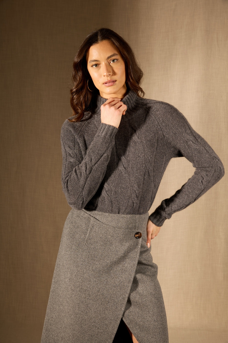 Pull Col Montant 6 Fils - Aspen - Anthracite Chiné
