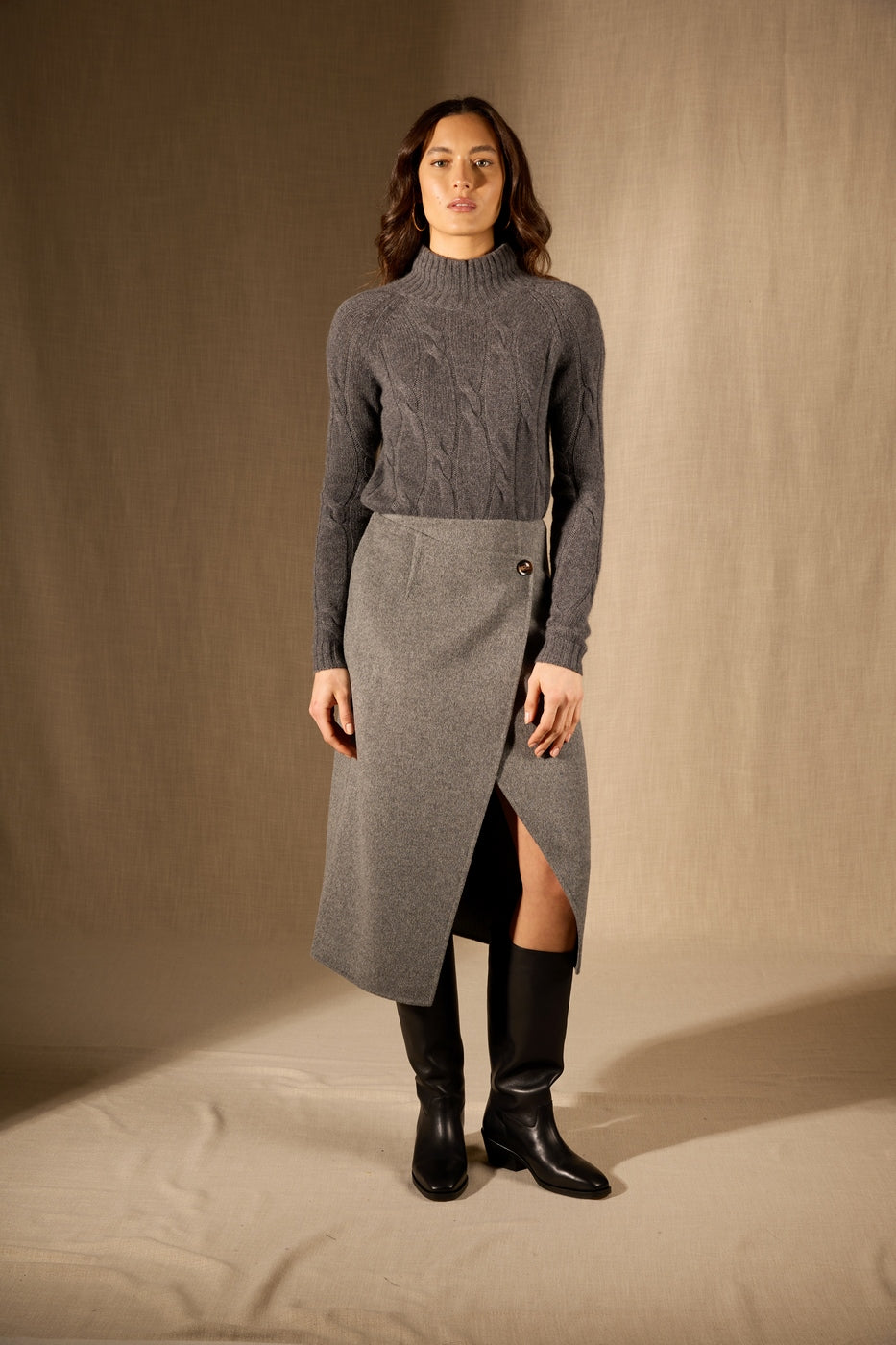 Pull Col Montant 6 Fils - Aspen - Anthracite Chiné