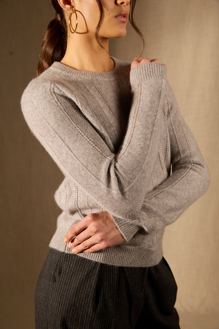Pull Col Rond 4 Fils - Corva - Nuage Chiné