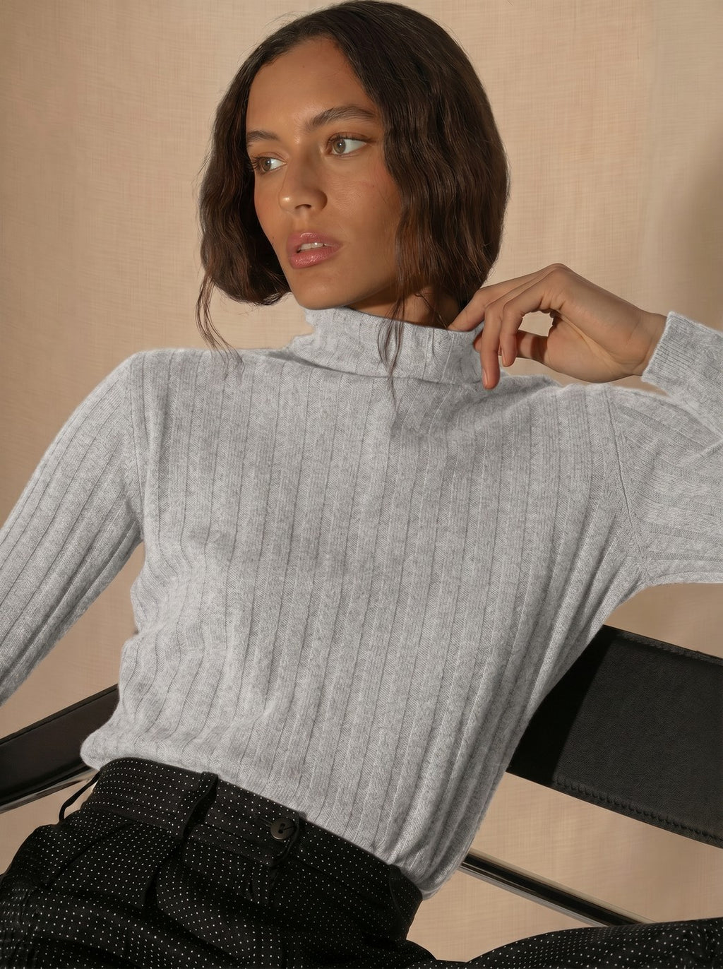 Pull Col Roulé Craigton - Gris Perle Chiné