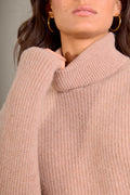 Pull Col Roulé 4 Fils Celeste - Camel Chiné