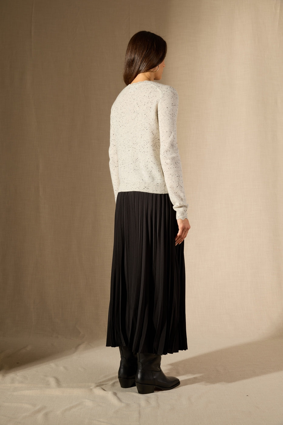 Cardigan Col V Leora - 100% Cachemire 2 Fils - Gris/Noir - Women