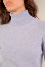 Turtleneck Sweater - Bise - Ivory Blue
