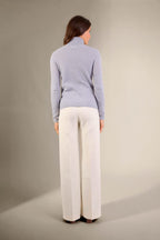 Turtleneck Sweater - Bise - Ivory Blue