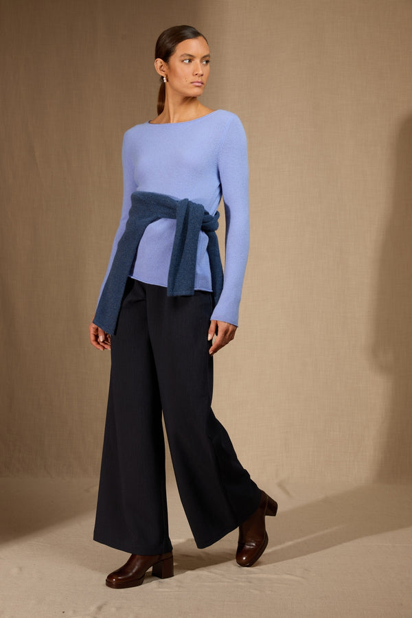 U-Boot-Pullover Megan - Pastellblau
