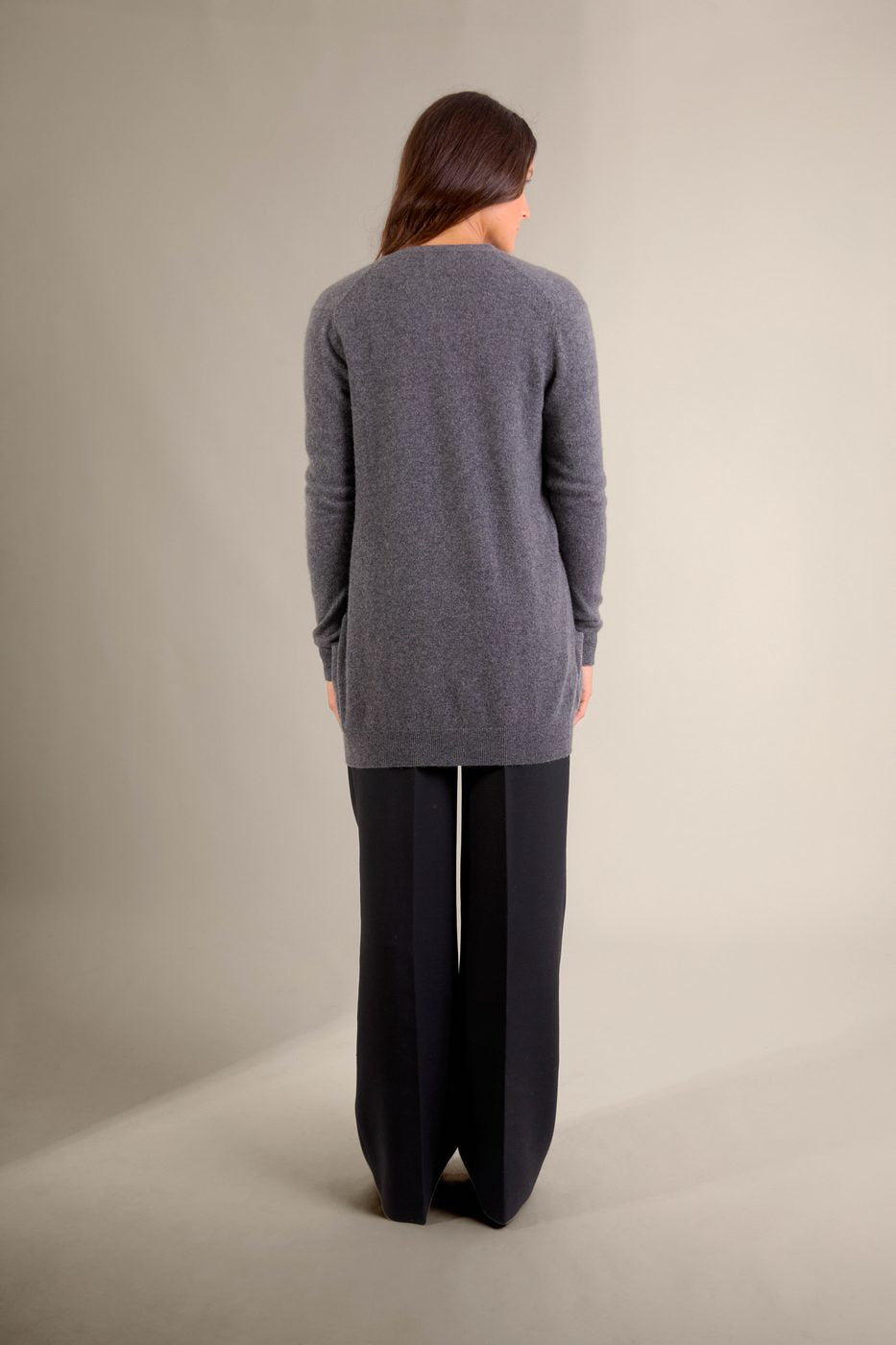 Pearl V-Neck Cardigan - Mottled Charcoal