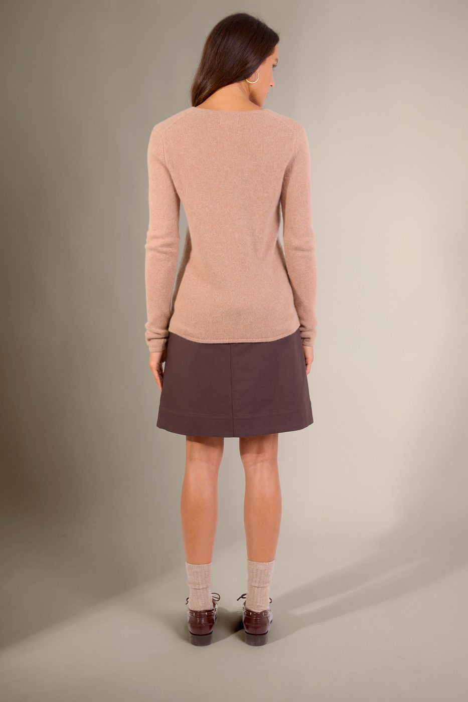 Pull Col V 4 Fils Gaby - Camel Chiné