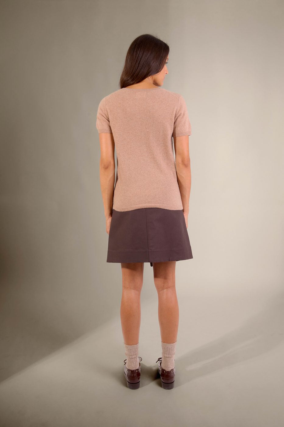 T-Shirt Col V Efimia - Camel Chiné