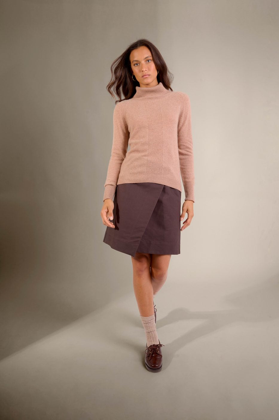 Pull Col Roulé Florivien - Camel Chiné