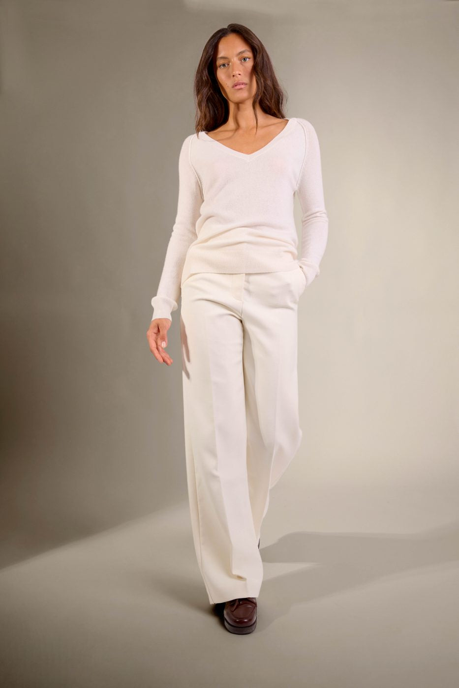 Pull Col V Penelope - Ivoire