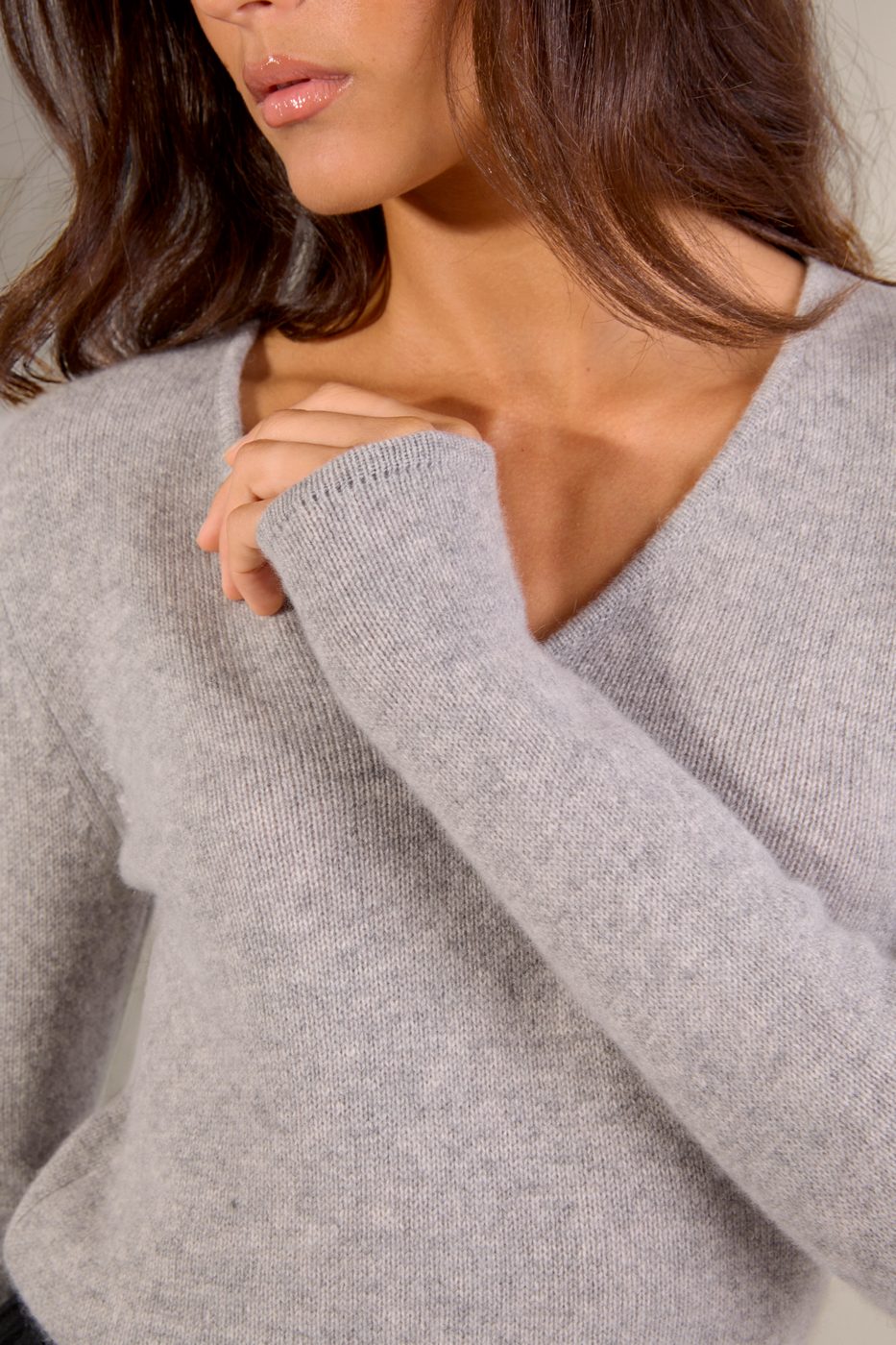 Pull Col V 4 Fils Gaby - Nuage Chiné