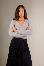 Pull Col V 4 Fils Gaby - Nuage Chiné