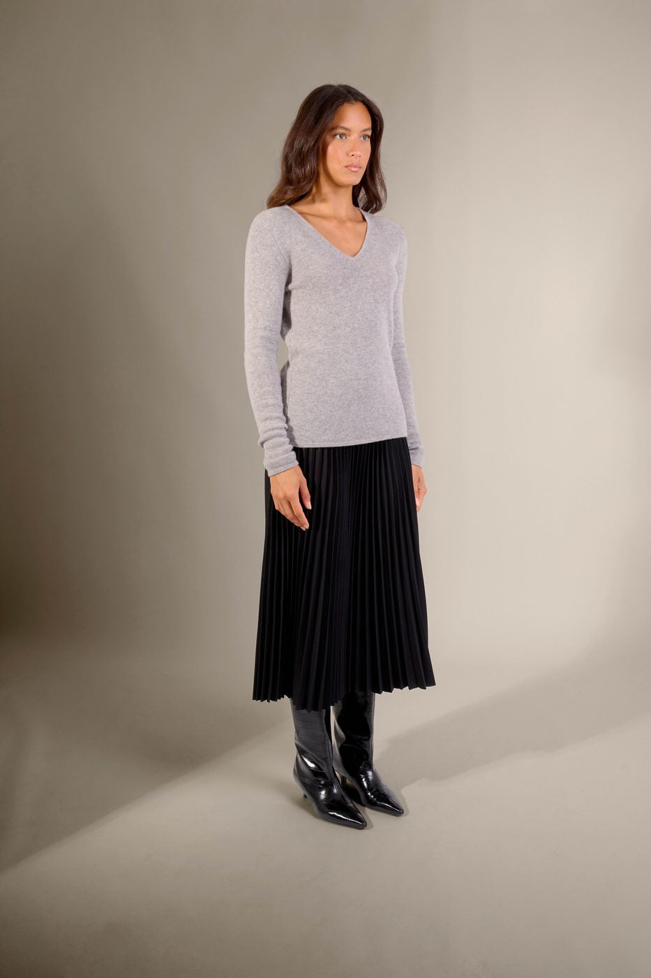 Pull Col V 4 Fils Gaby - Nuage Chiné