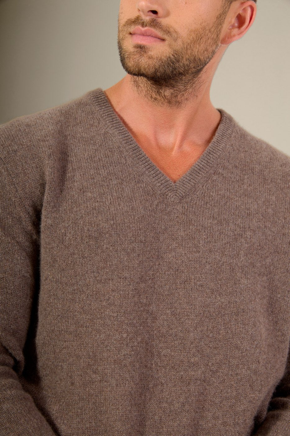 Pull Col V 4 Fils Enzo - Taupe Chiné