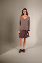 Pull Col V Penelope - Taupe Chiné