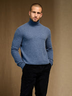 Pull Col Roulé Trevor - Bleu Denim