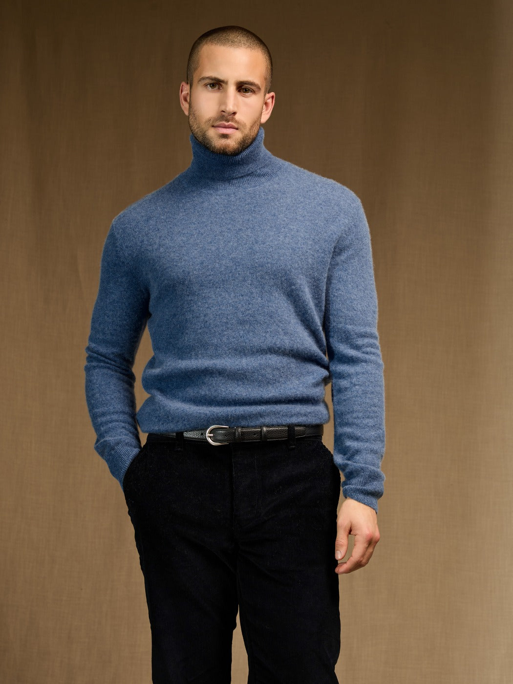 Pull Col Roulé Trevor - Bleu Denim