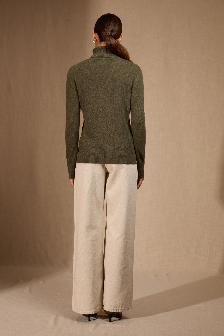 Pull Col Roulé Tracy - Vert Armée Chiné