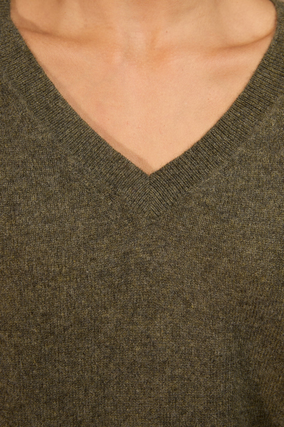 Pull Col V Kalie - Vert Armée Chiné