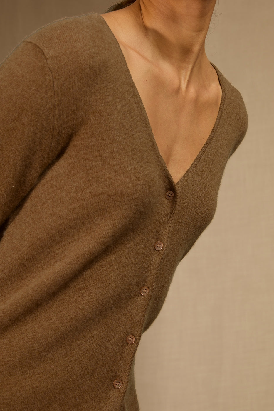 Cardigan Col V Paige - Noisette
