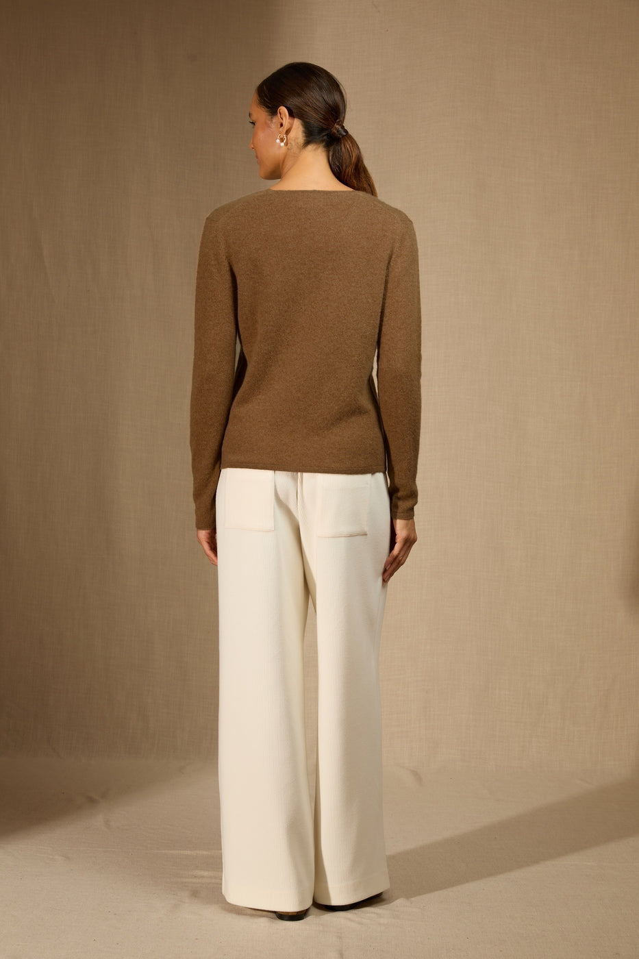 Cardigan Col V Paige - Noisette