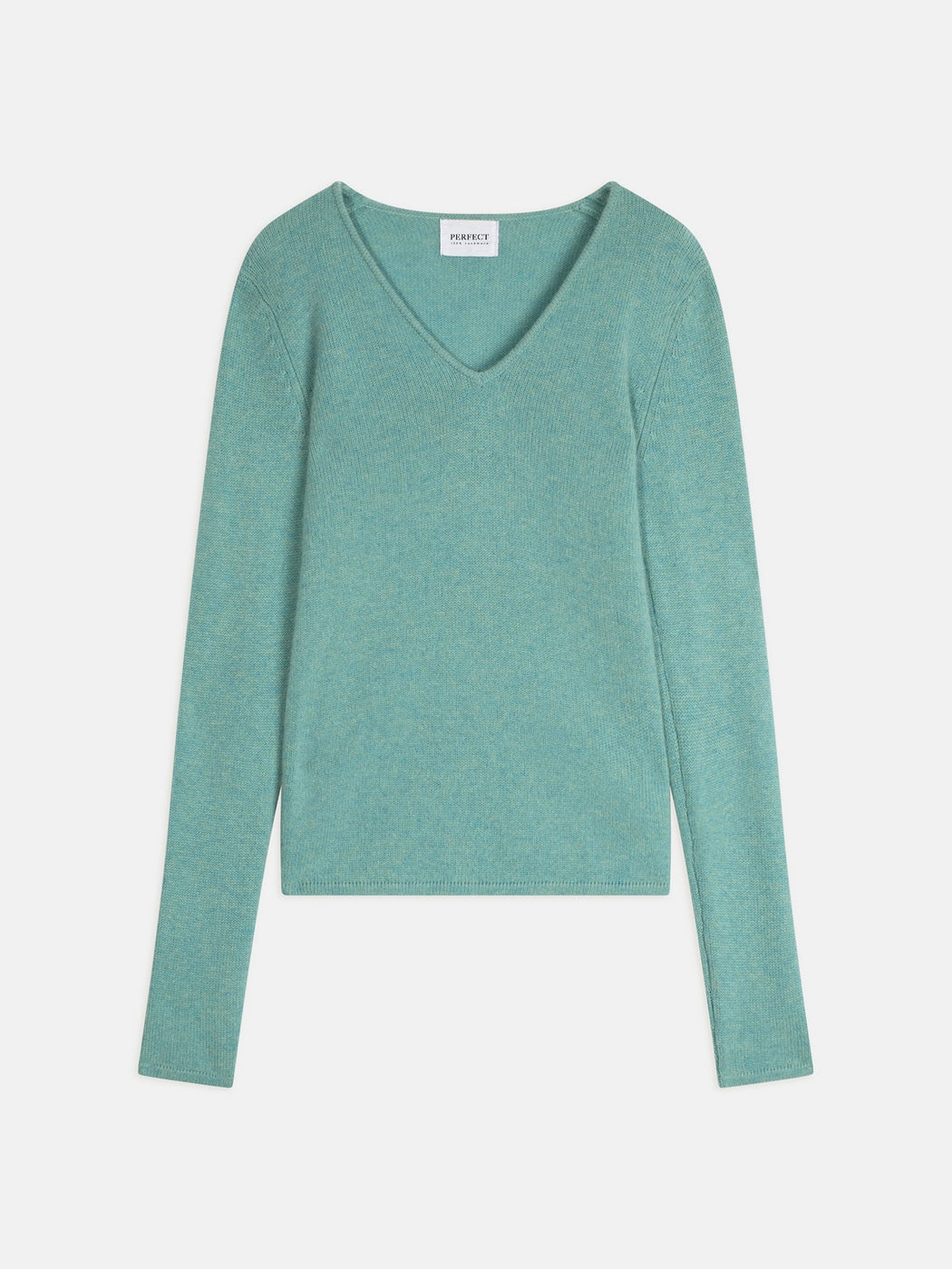 Pull Col V 4 Fils Gaby - Vert Chiné