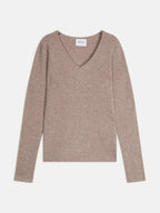 Pull Col V 4 Fils Gaby - Taupe Clair Chiné