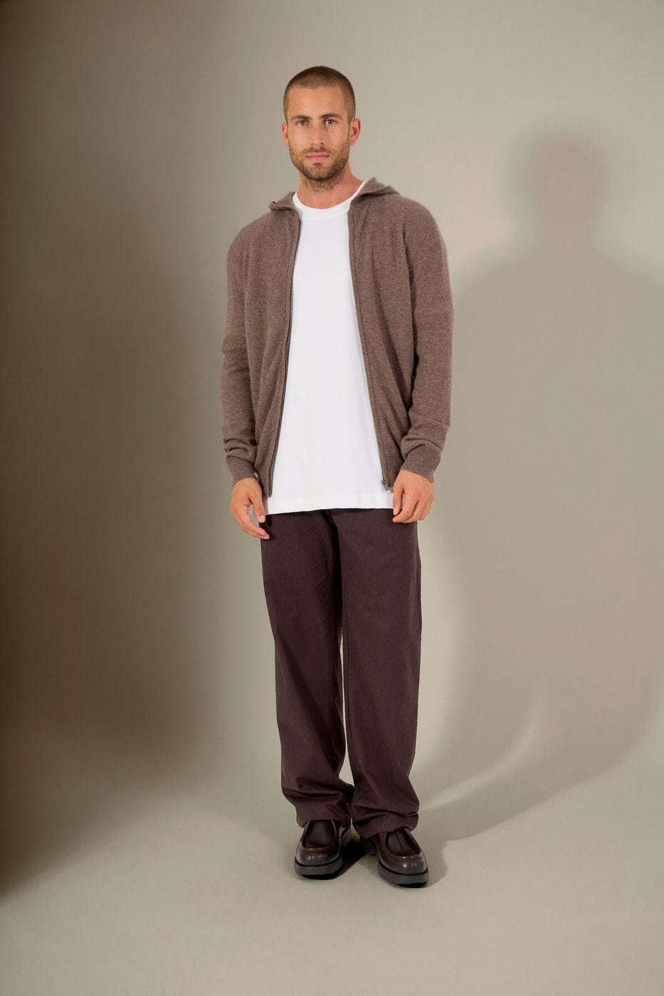 Gilet Zippé Capuche - Eldo - Taupe Chiné