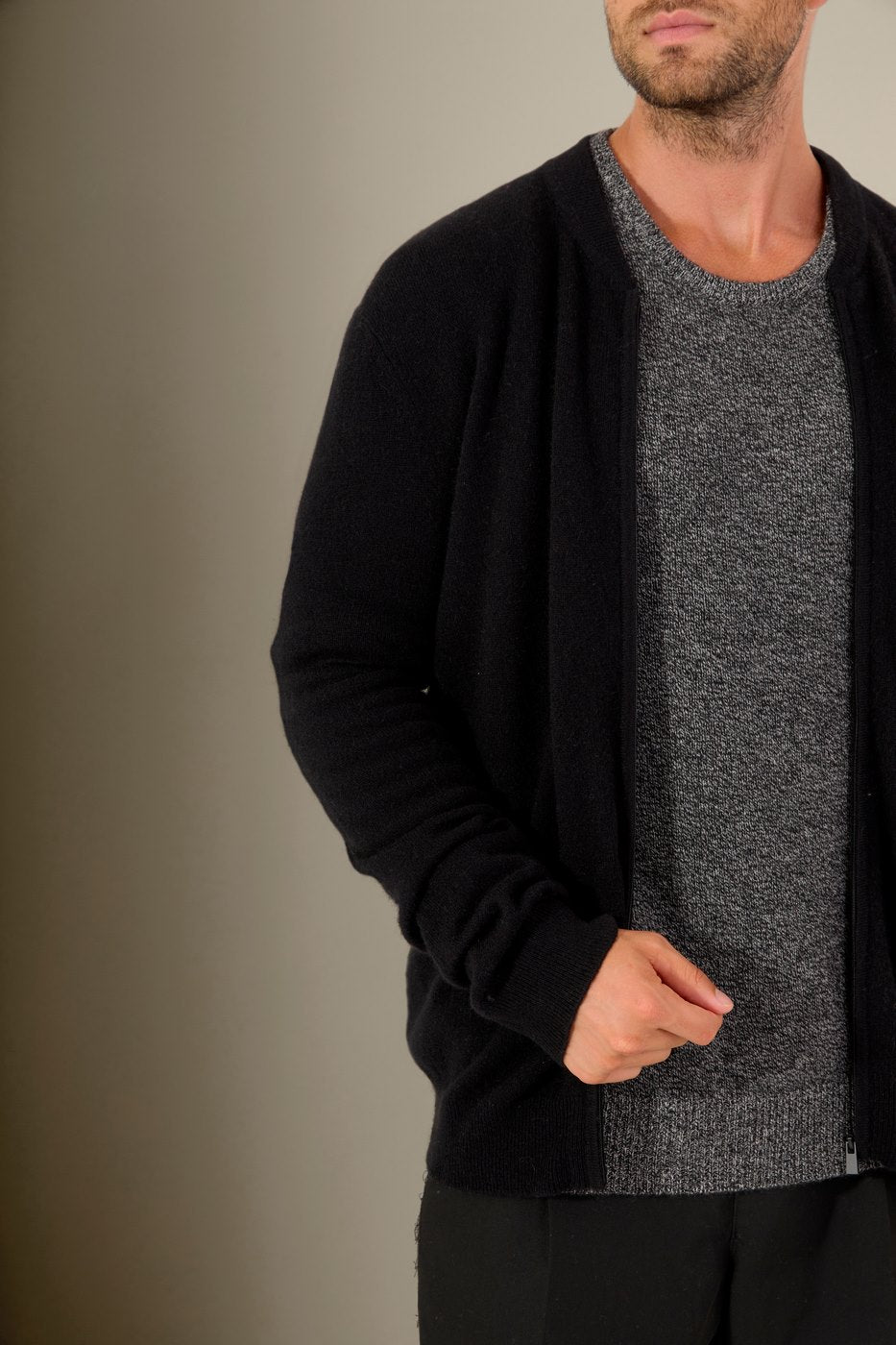 Gilet Zippé Col Mao Ramon - Noir